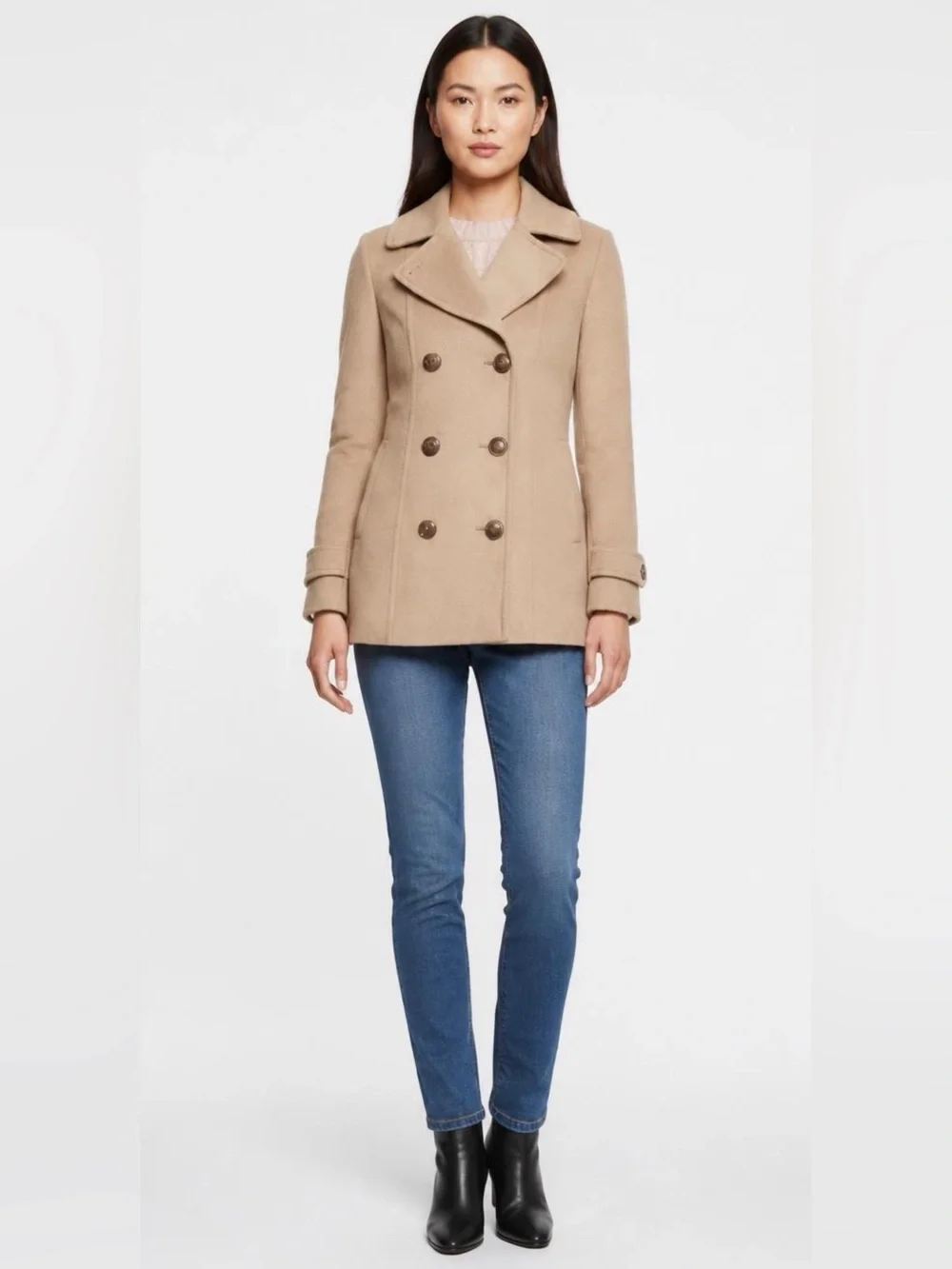Lands End Women’s Soft Camel Wool Blend Peacoat